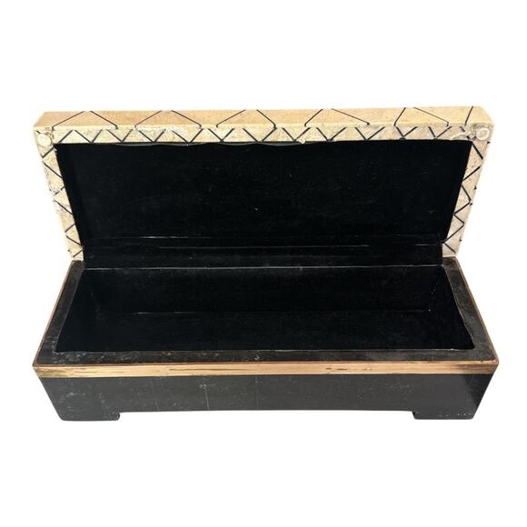 Maitland-Smith Large Stone Box Felt Interior Copper Handle - Picture 8 of 9